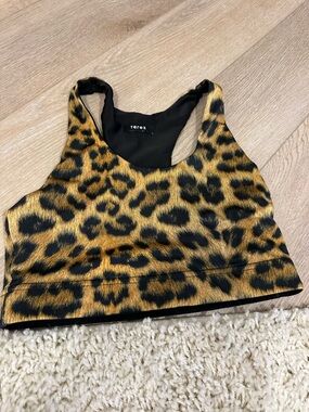 Terez Leopard-Print Sports Bra - Black & Golden
